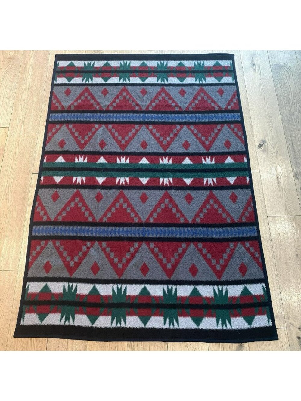 Vintage Biederlack Blanket Southwestern Aztec Geometric Print Acrylic 76L x52W